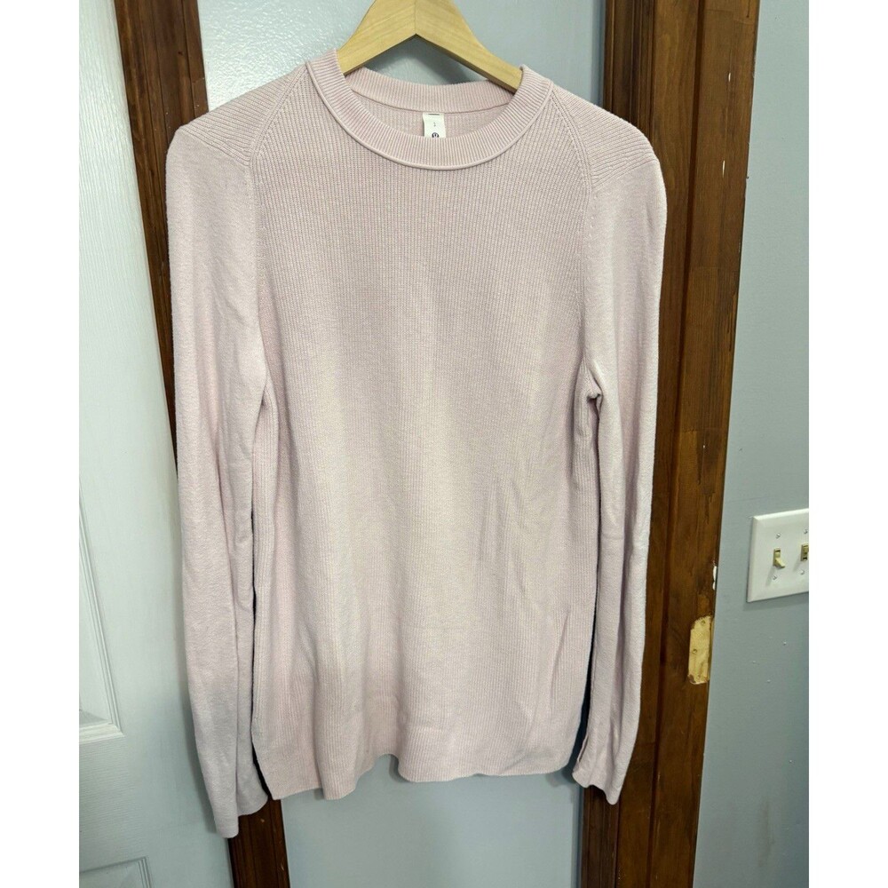 lululemon Ribbed Knit Crew Neck Pullover Sweater Pink Long Sleeve Women S